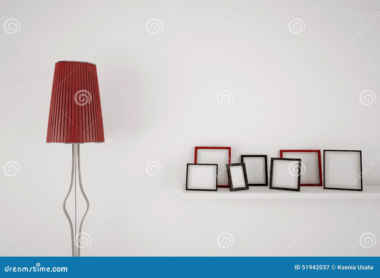 Abstract Design Lamp And Blank Picture Frames Stock Illustration