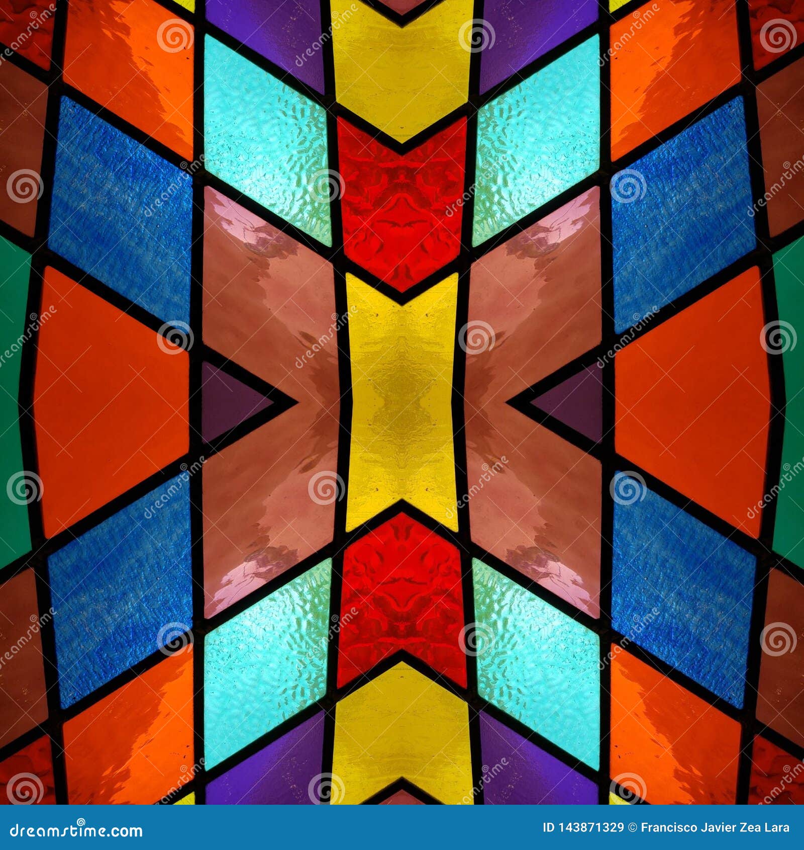 Abstract Design With Stained Glass In Various Colors Material For