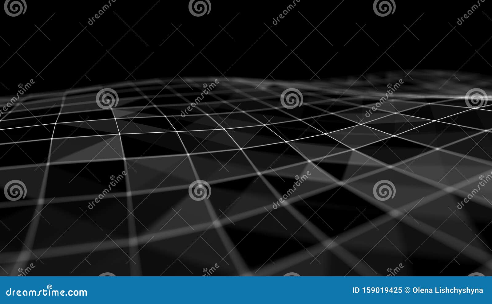 abstract digital background. space filled with polygons and dots. 3d wave