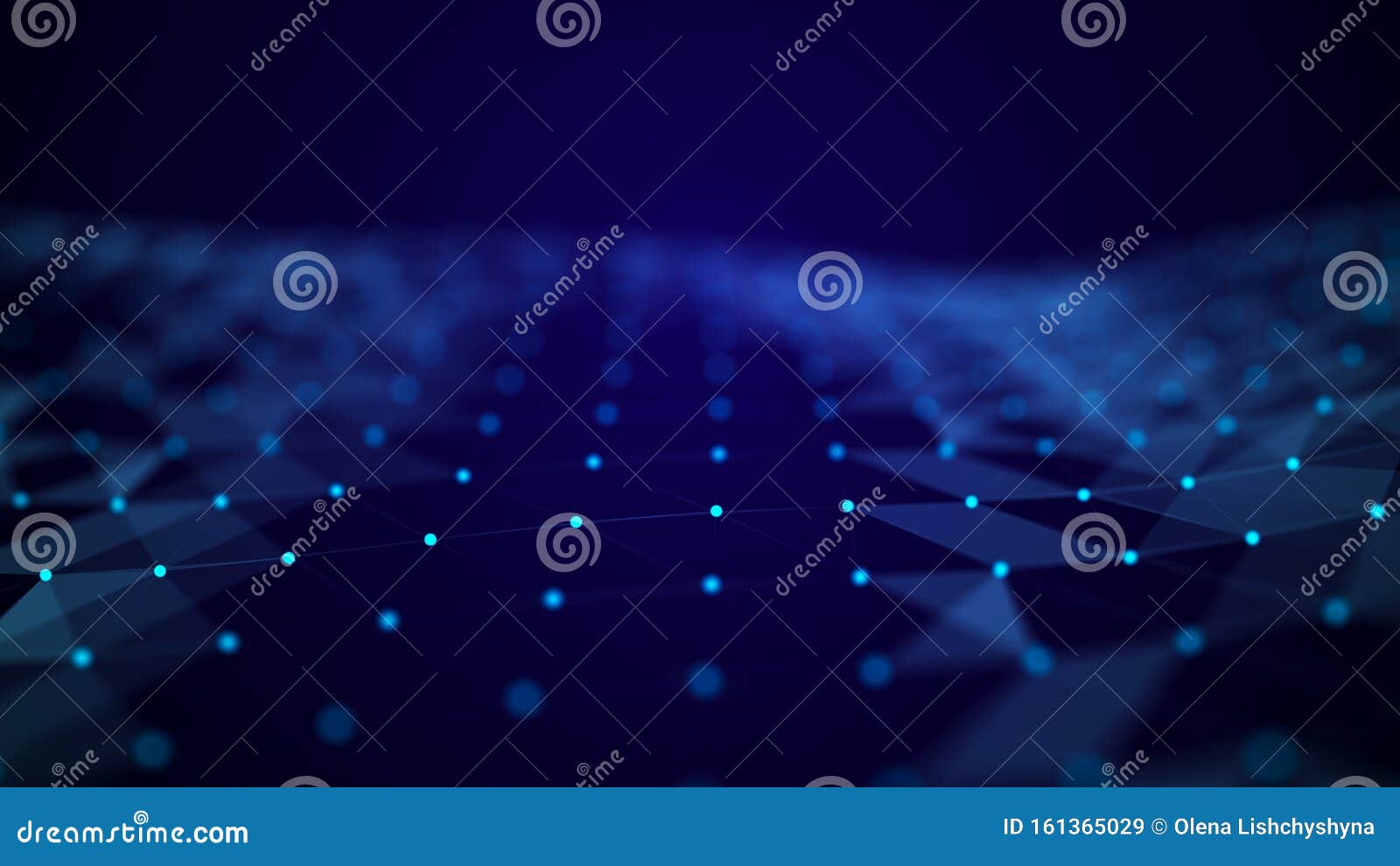 abstract digital blue background. space filled with polygons and dots. 3d wave