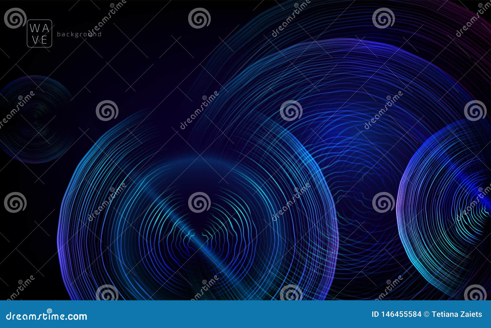 Abstract Digital Future Wave Lines Vector Background in Circle Shape