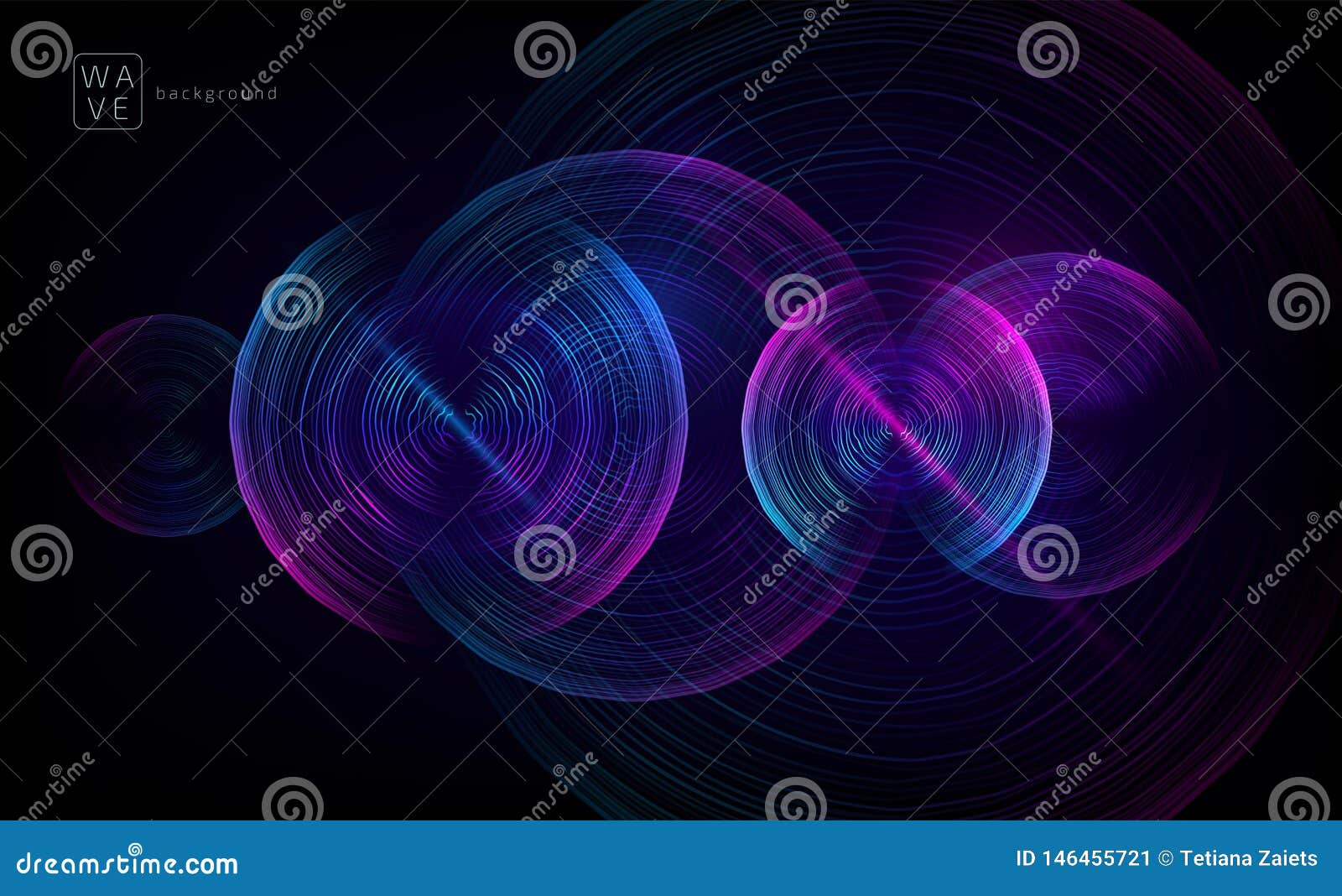 Abstract Digital Future Wave Lines Vector Background in Circle Shape