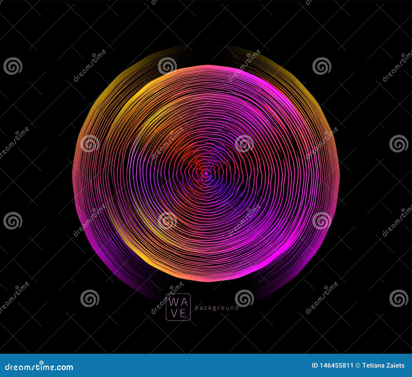Abstract Digital Future Wave Lines Vector Background in Circle Shape