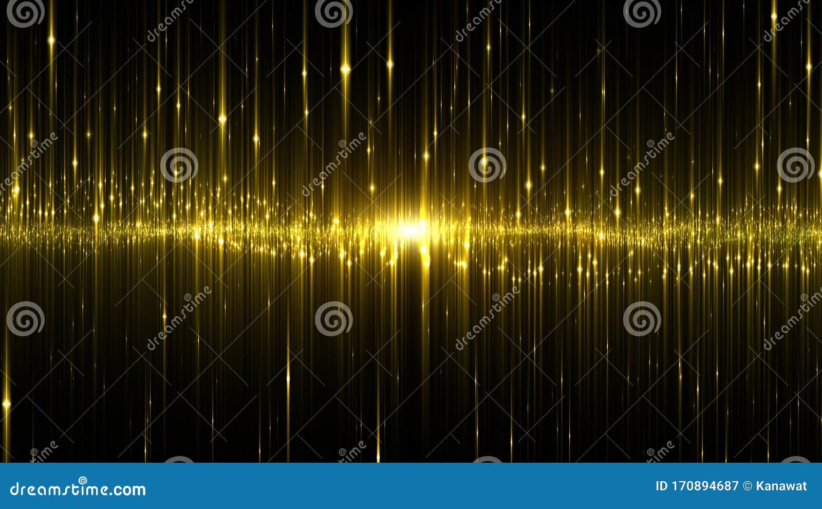 Abstract Digital Glowing Neon Light Gold Color Background Stock Image