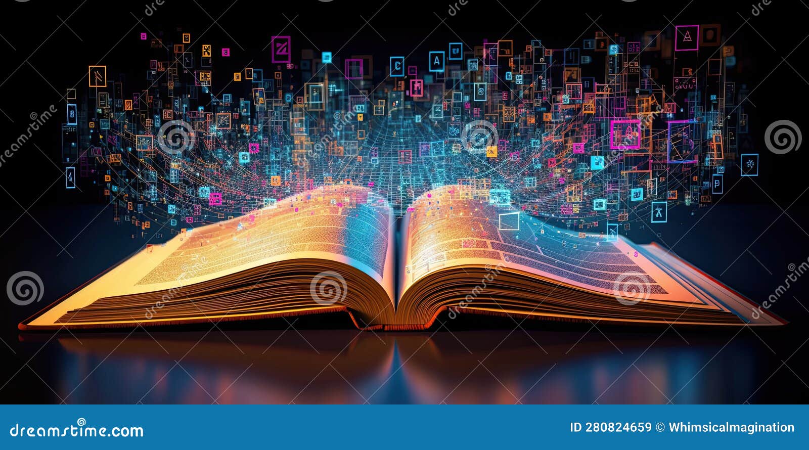 Abstract Digital Information Age Generative AI Stock Illustration