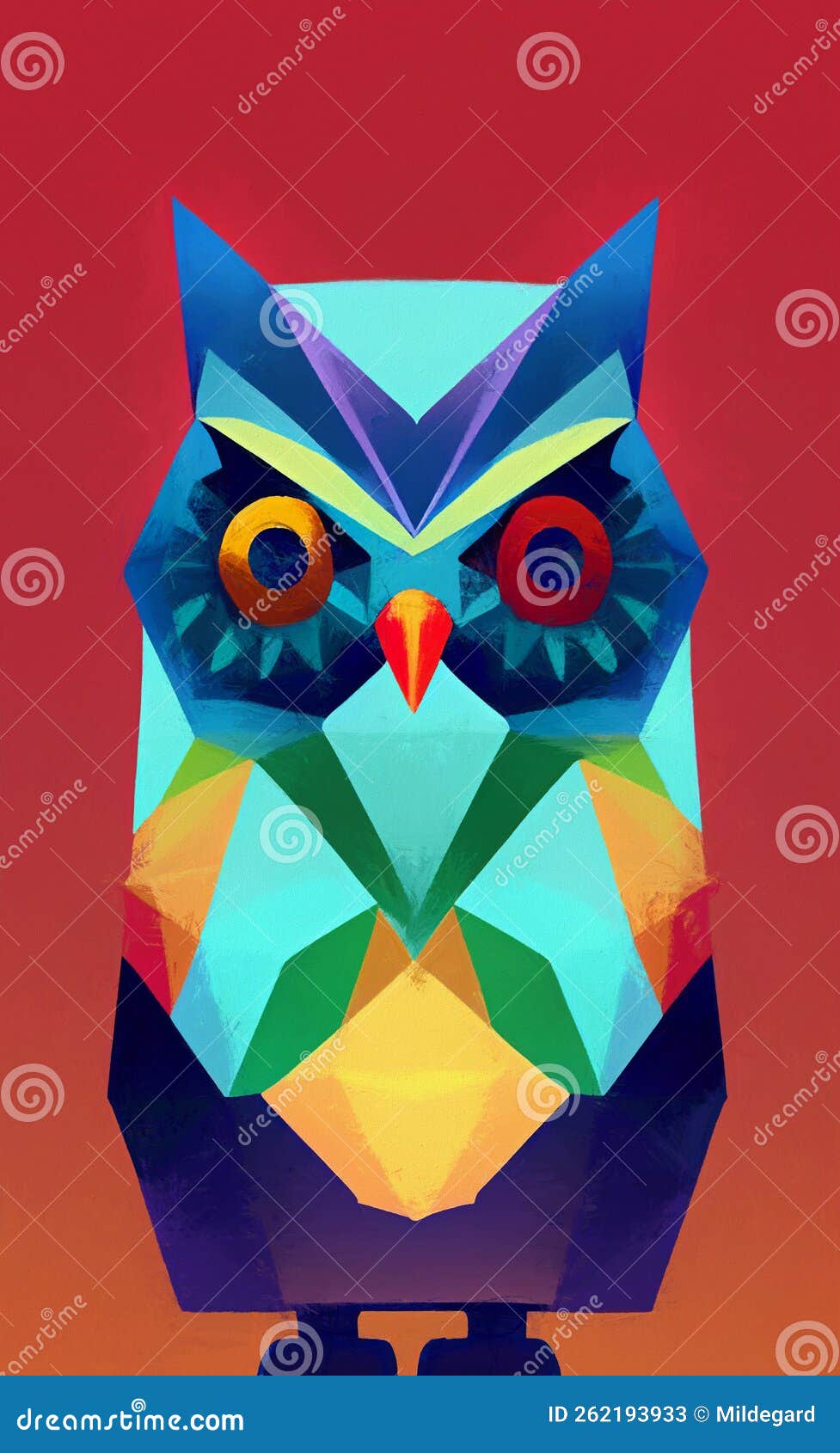 Low Poly Owl Stylized Digital Art Stock Illustration Illustration
