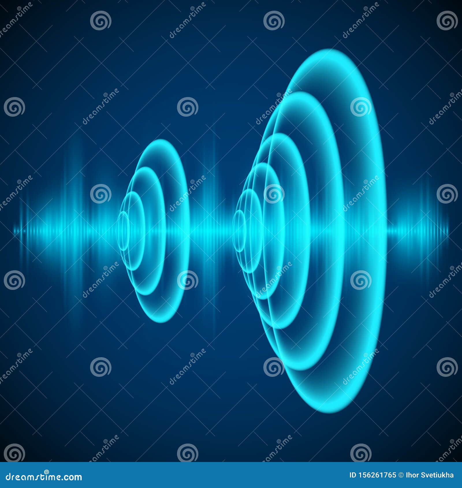 abstract digital sound wave. sine wave on dark background. radial sonar waves.  