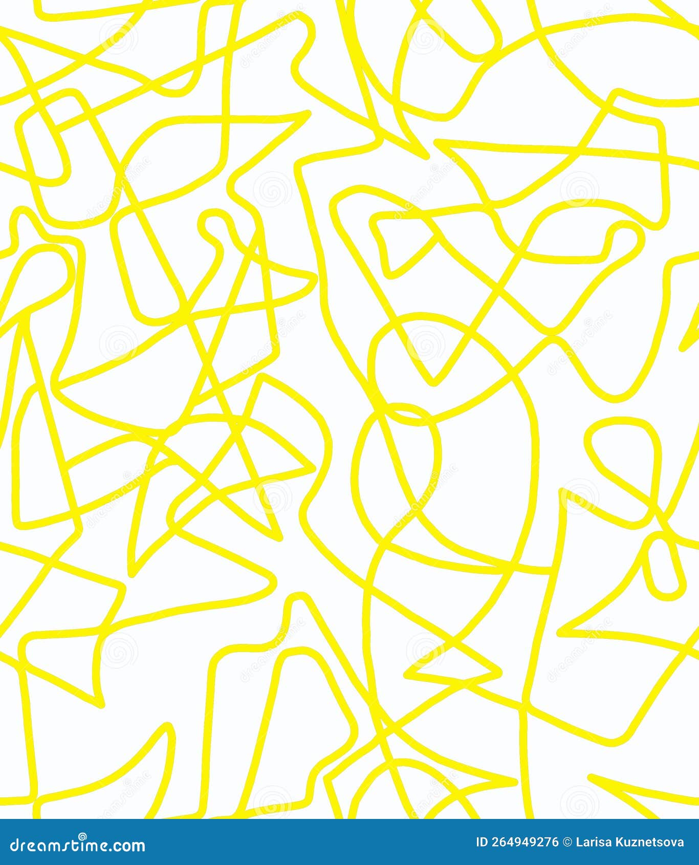 Abstract Doodle Drawing with Yellow Lines on a White Background Stock