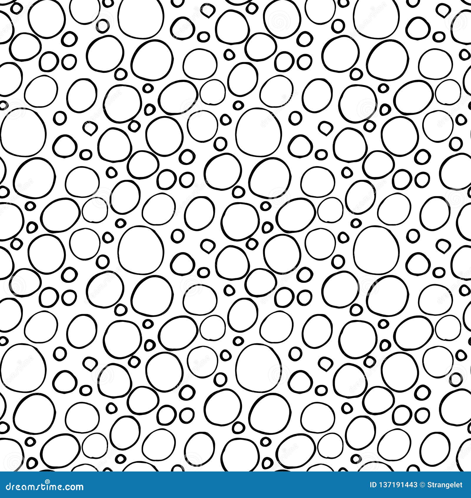 Abstract Doodle Monochrome Seamless Pattern with Circles Stock Vector ...