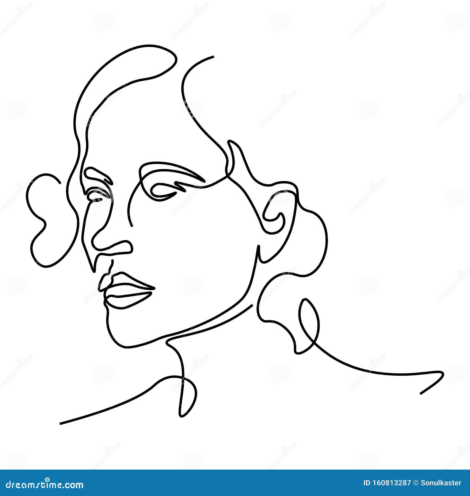 Abstract Doodle Sketch Portrait of Female Face with Head and Neck Stock  Vector - Illustration of linear, curved: 160813287