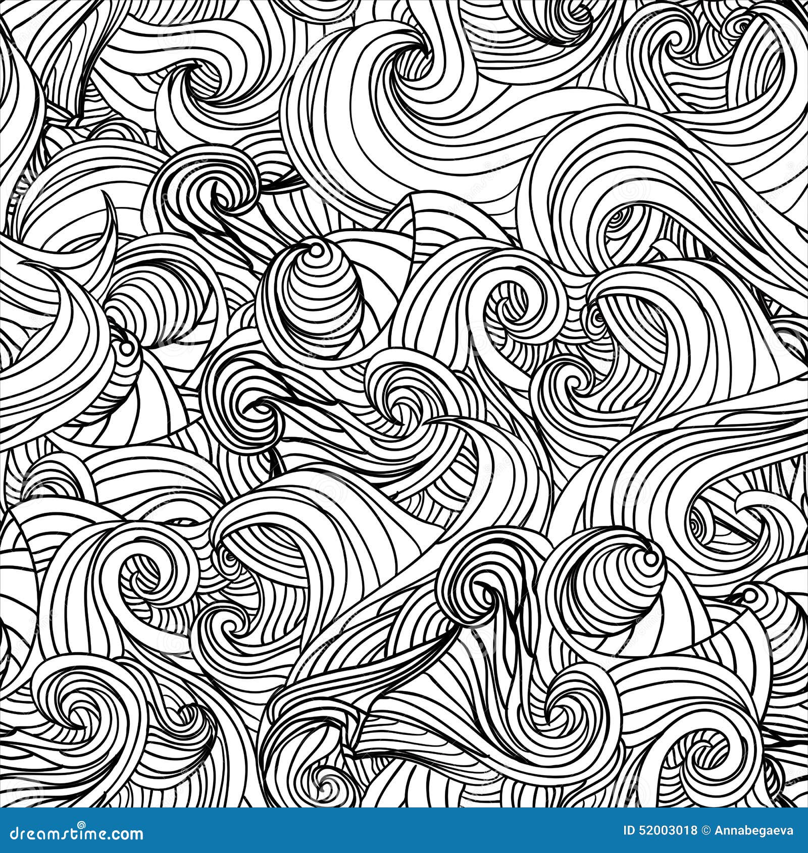 Abstract Doodle Waves Seamless Pattern Stock Vector - Illustration of ...