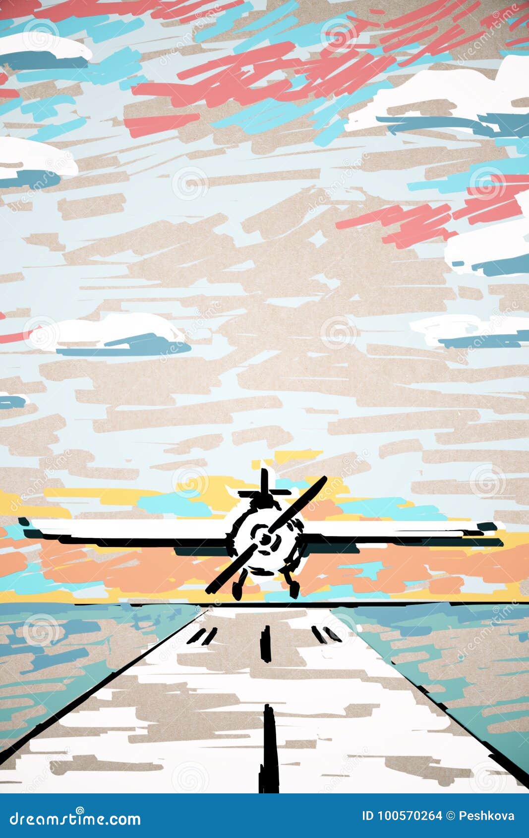 Abstract Airplane on Runway Drawing Stock Illustration Illustration