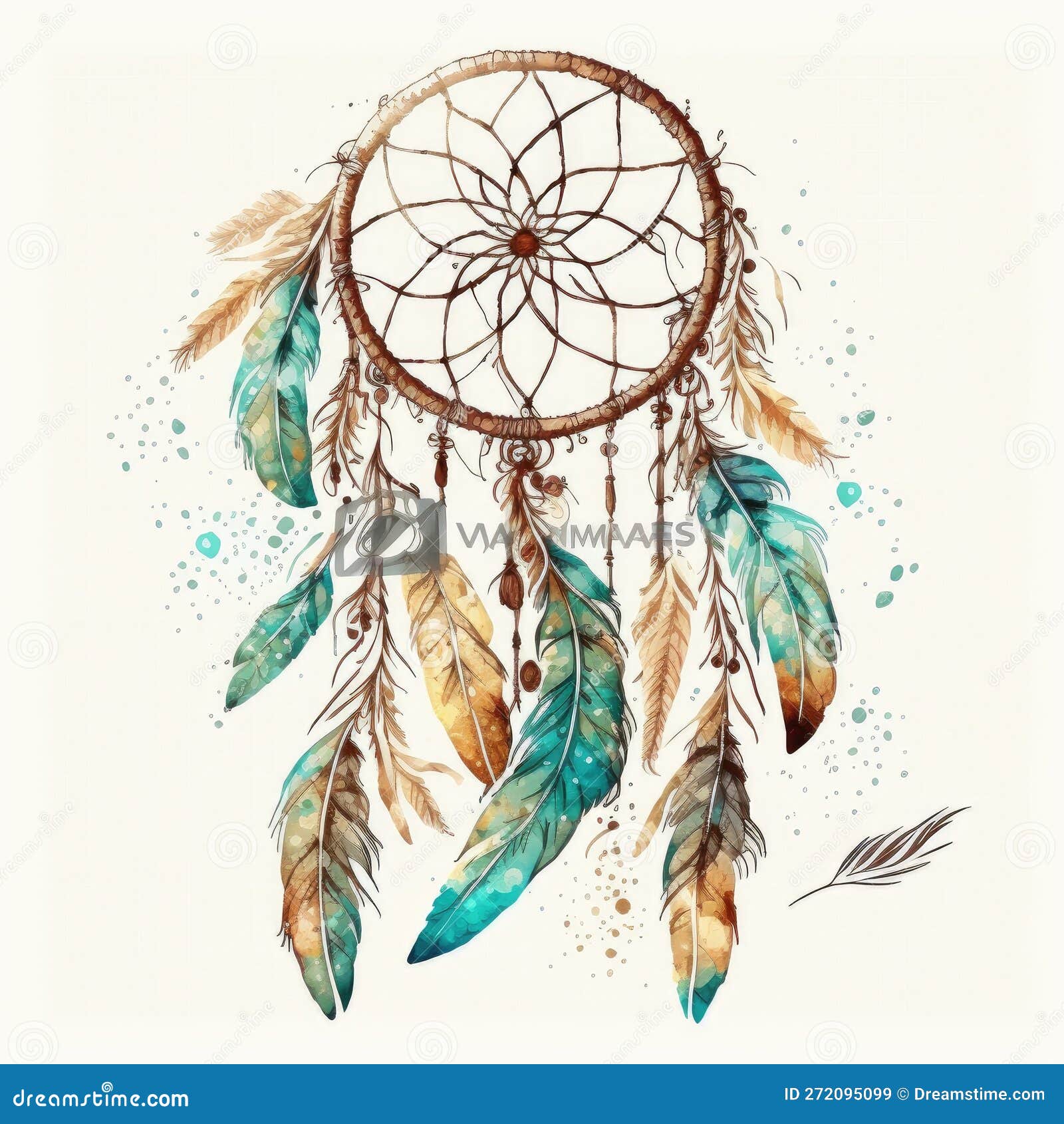 abstract of dreamcather with colorful watercolor in hand drawn.