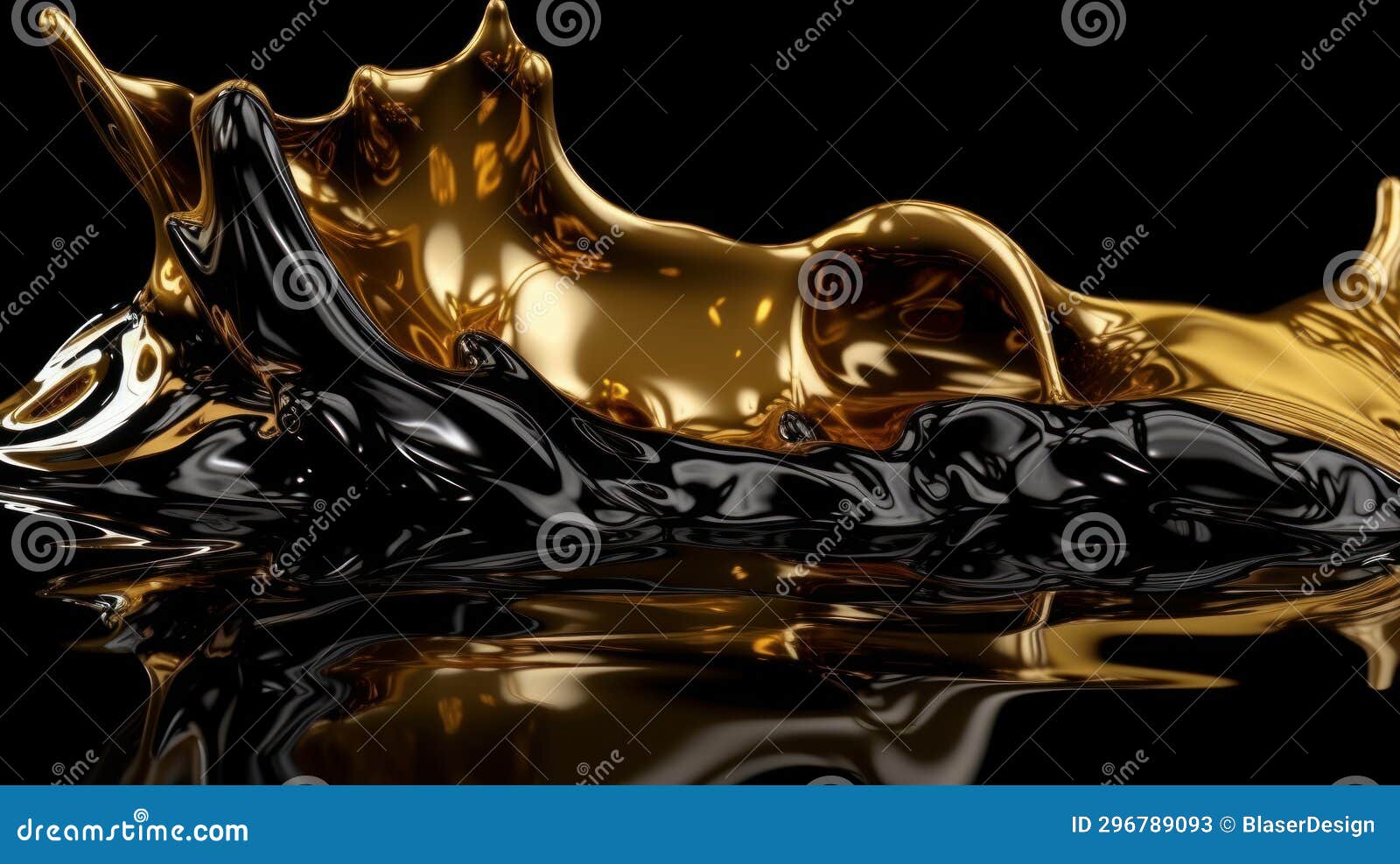 abstract elegance: stunning liquid gold sways obscured by shadows on a black background