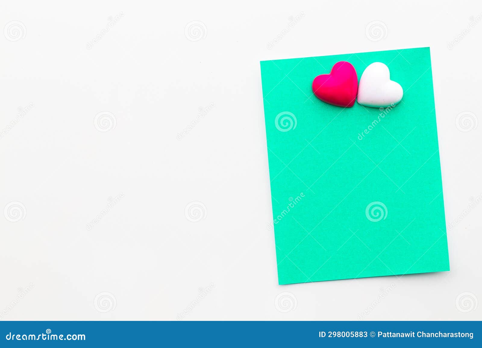 Abstract Empty Sticky Note with Heart on White Board. Valentine Greeting Card Message