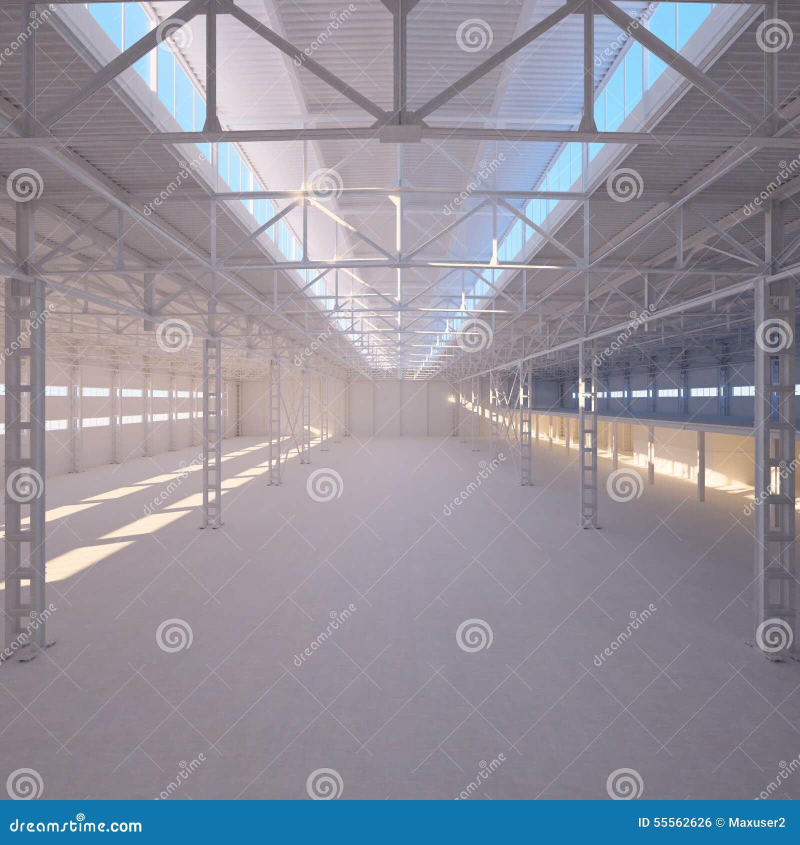Abstract Empty Warehouse Interior Stock Photo - Image of white, column