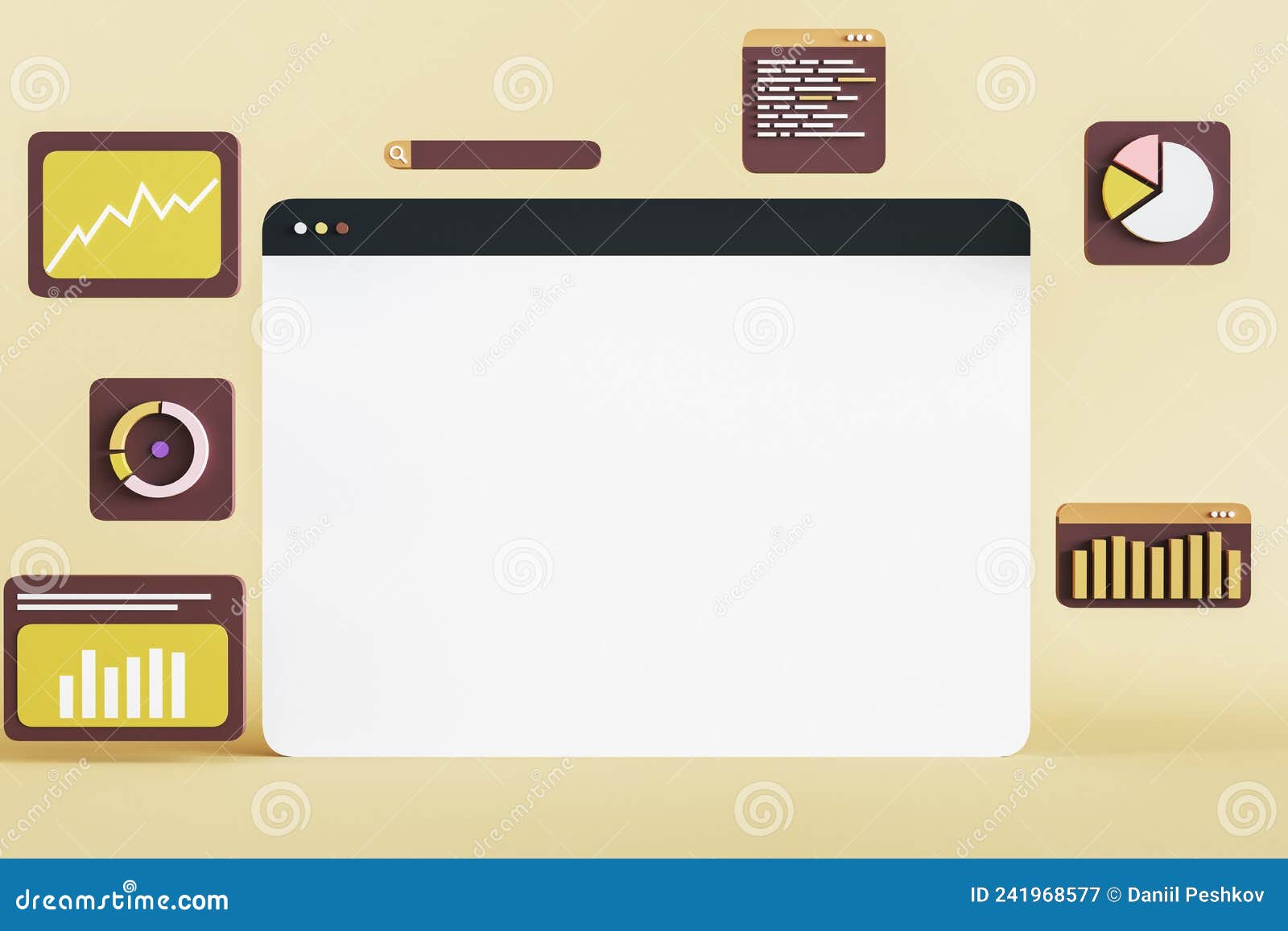Abstract empty web browser page with mock up place on light wallpaper