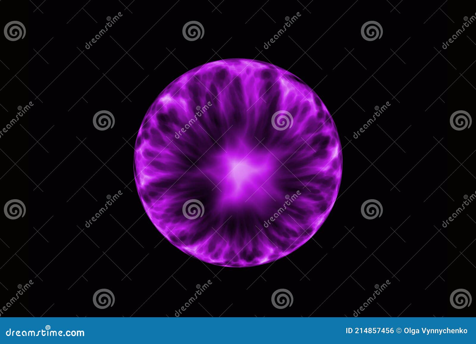 Abstract Energy Ball on Black Background. Magic Lightning Plasma with