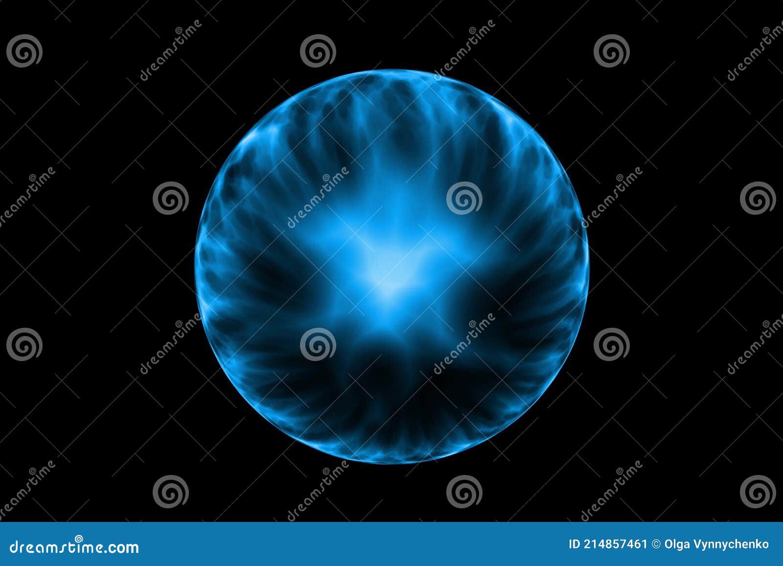 Abstract Energy Ball on Black Background. Magic Lightning Plasma with