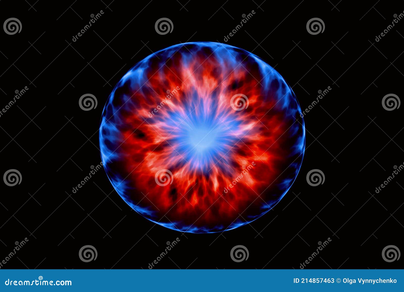 Abstract Energy Ball on Black Background. Magic Lightning Plasma with