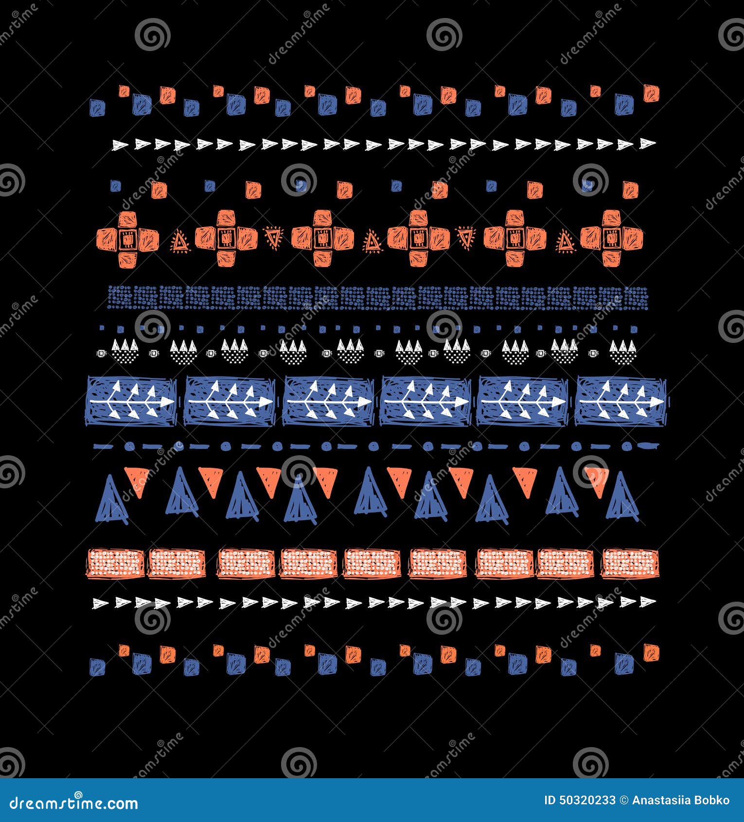 abstract ethnic seamless pattern in style of primitive culture.