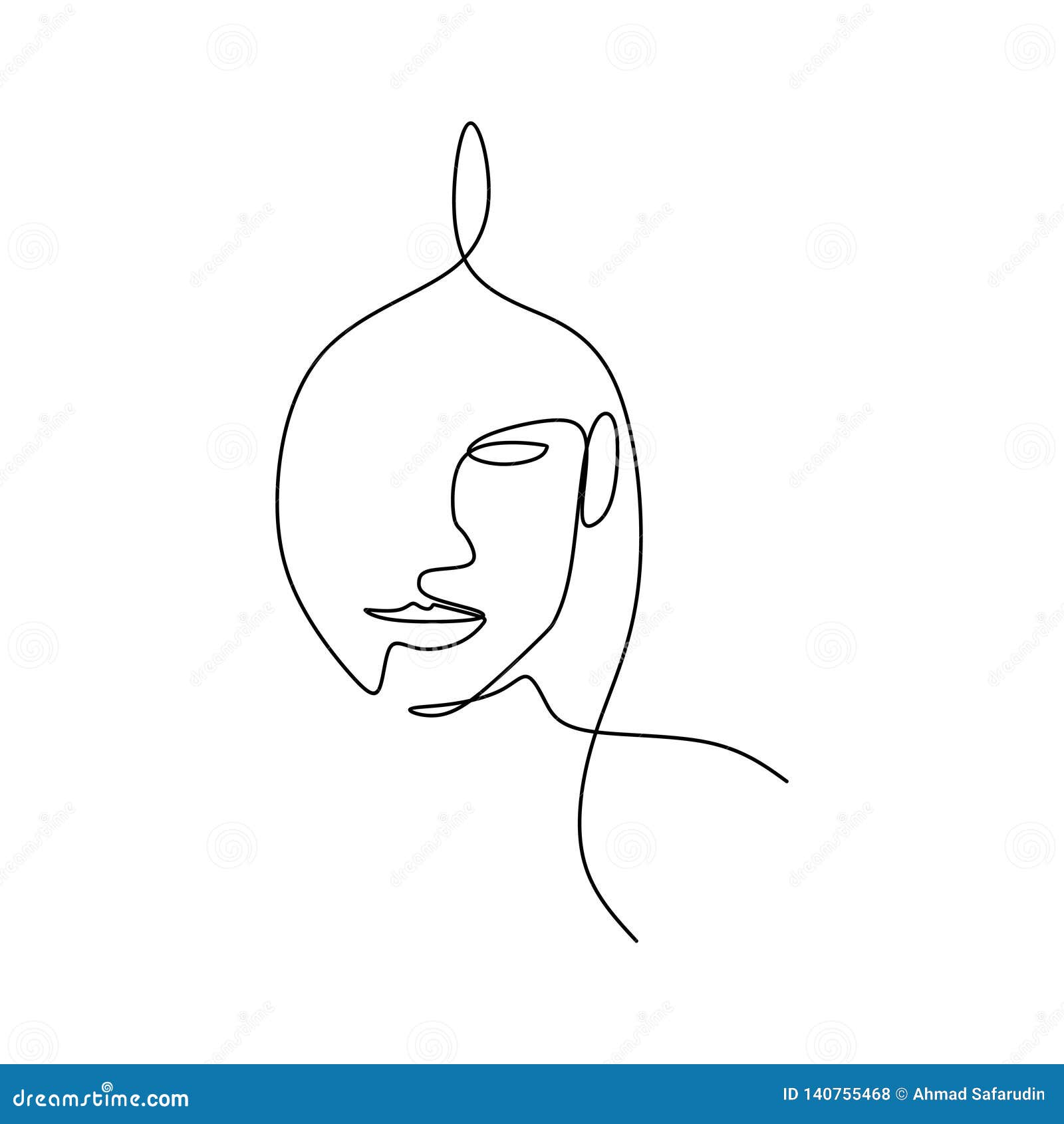 Abstract Face Continuous One Line Drawing Vector