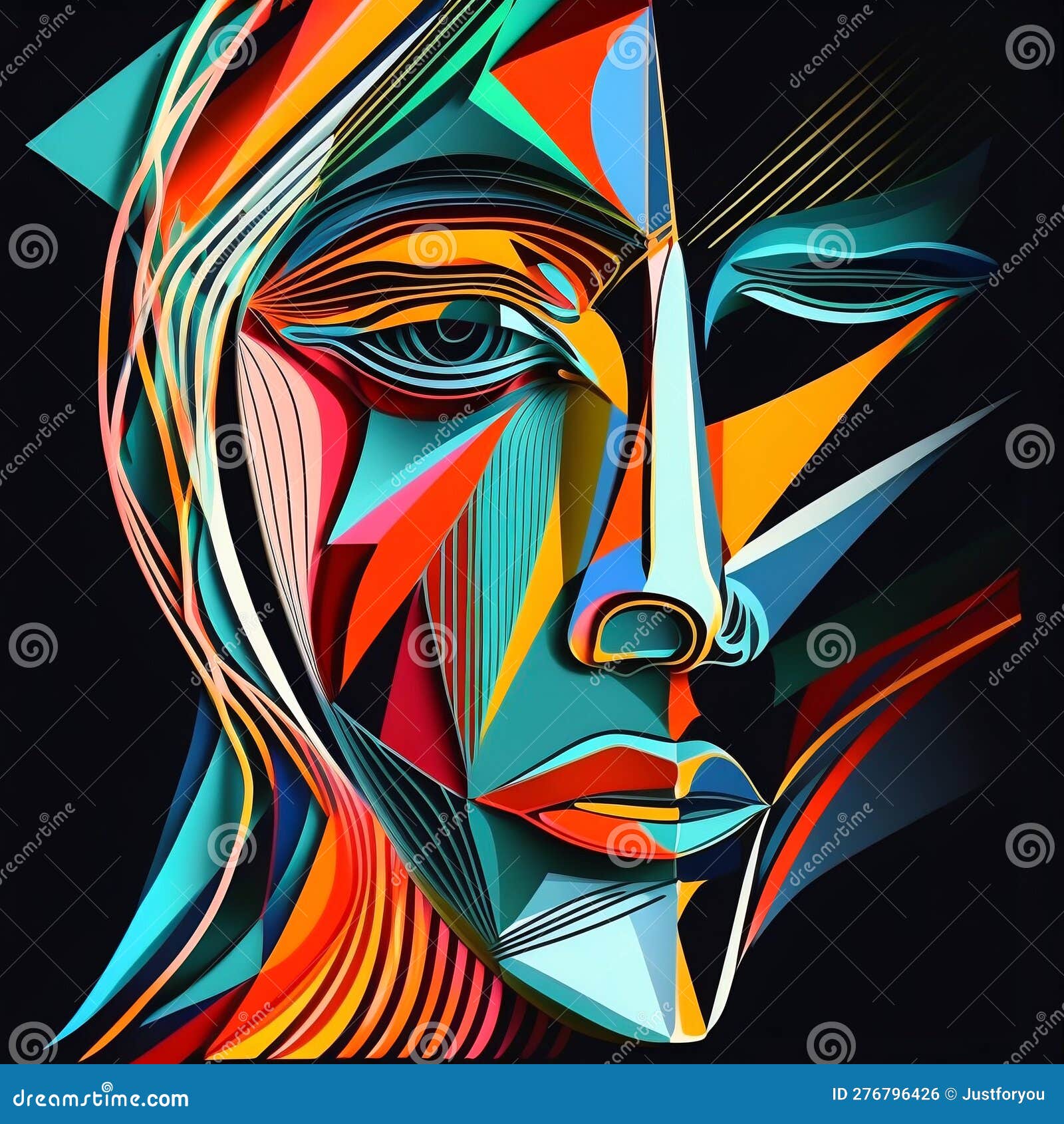 abstract face  with picasso-inspired lines. generative ai