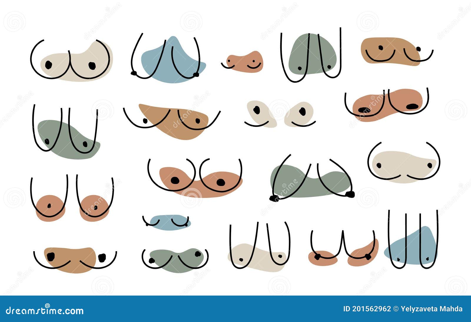 Abstract Female Breast Signs. Hand Drawn Feminist Set Women Boobs  Minimalist Style, Cartoon Body with Organic Shapes Stock Vector -  Illustration of girl, drawing: 201562962