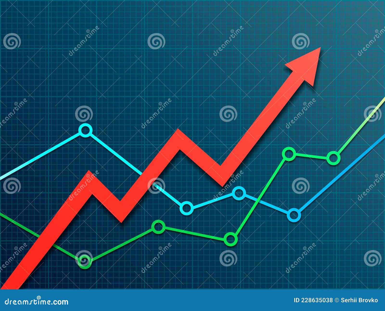 Abstract Financial Chart with Red Arrow. Stock Arrow Move Up Stock