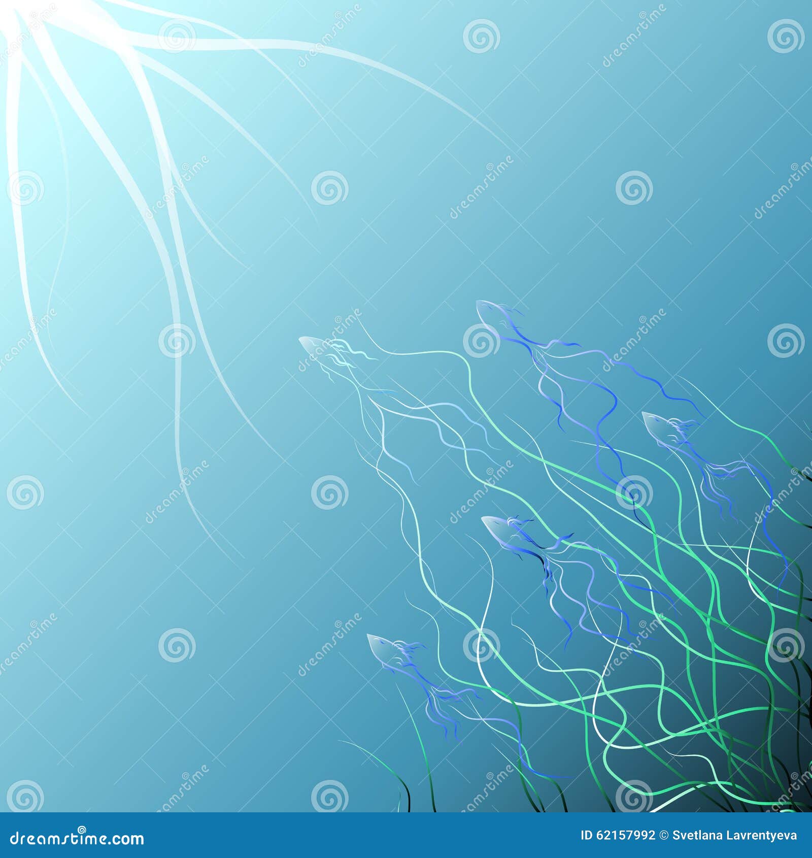 Abstract Fish Swimming into the Light Stock Vector - Illustration of