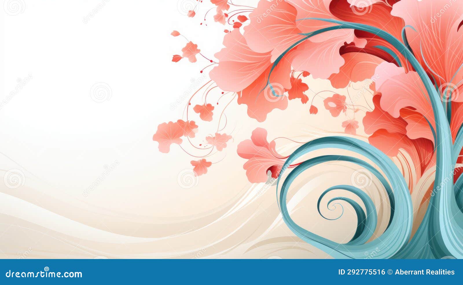 An Abstract Floral Design on a White Background Stock Illustration