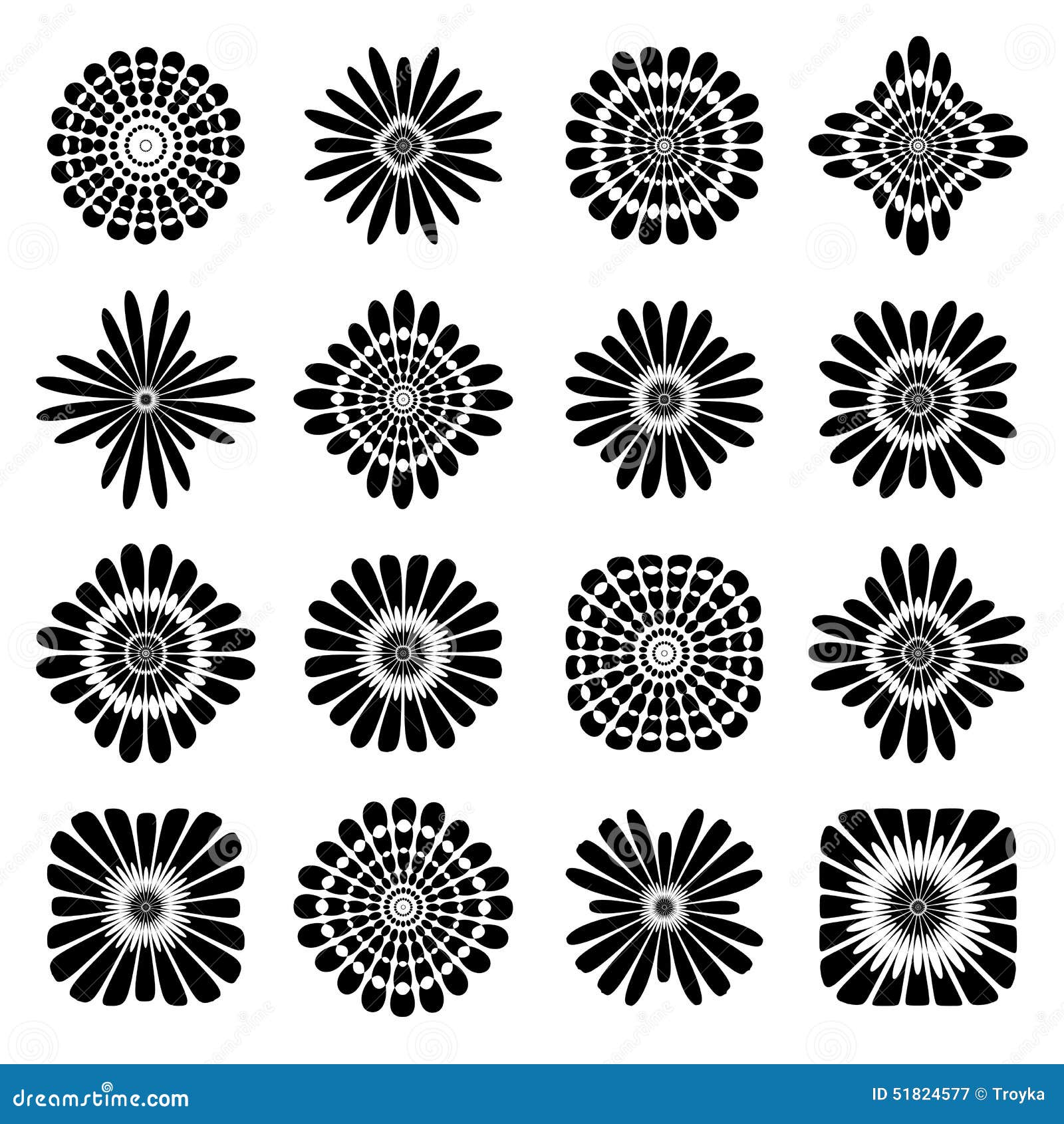 Abstract Floral Icons. Design Elements Set Stock Vector - Illustration ...