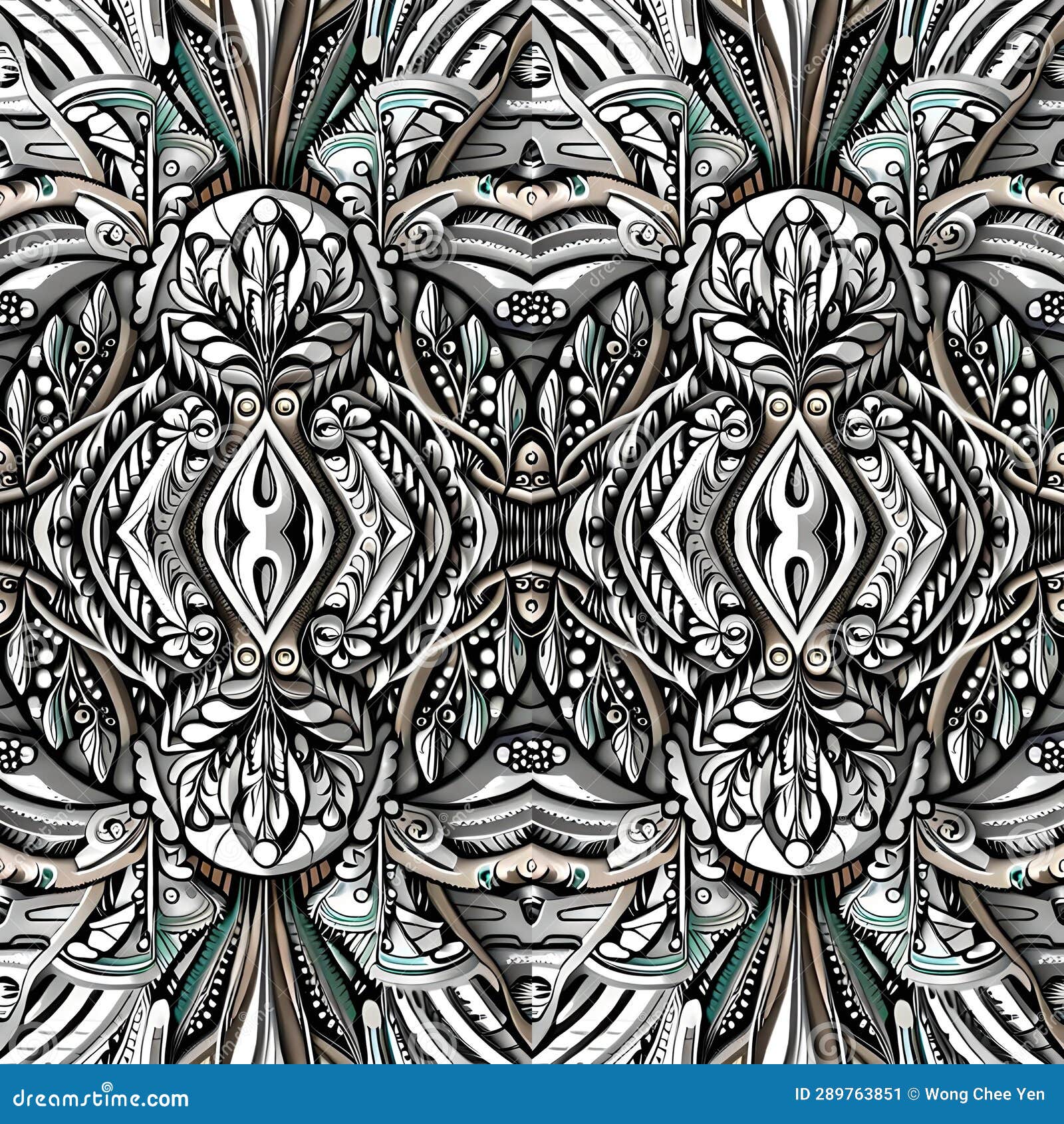 Abstract Floral Leaf Pattern Seamless Symmetrical Pattern Wallpaper