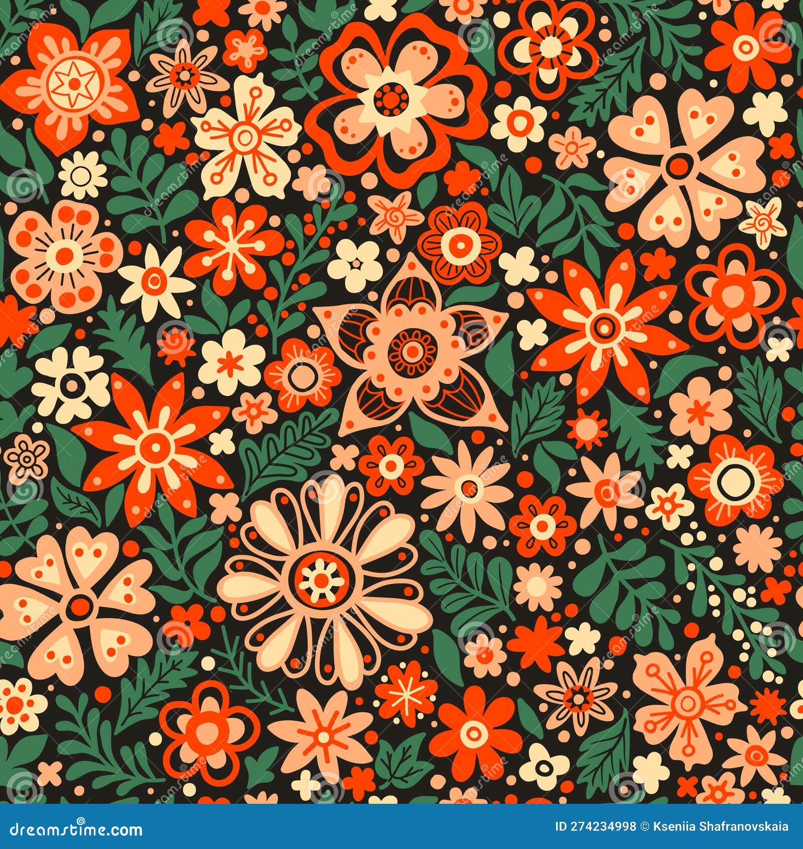 Abstract Floral Seamless Pattern, Vector Illustration Stock Vector