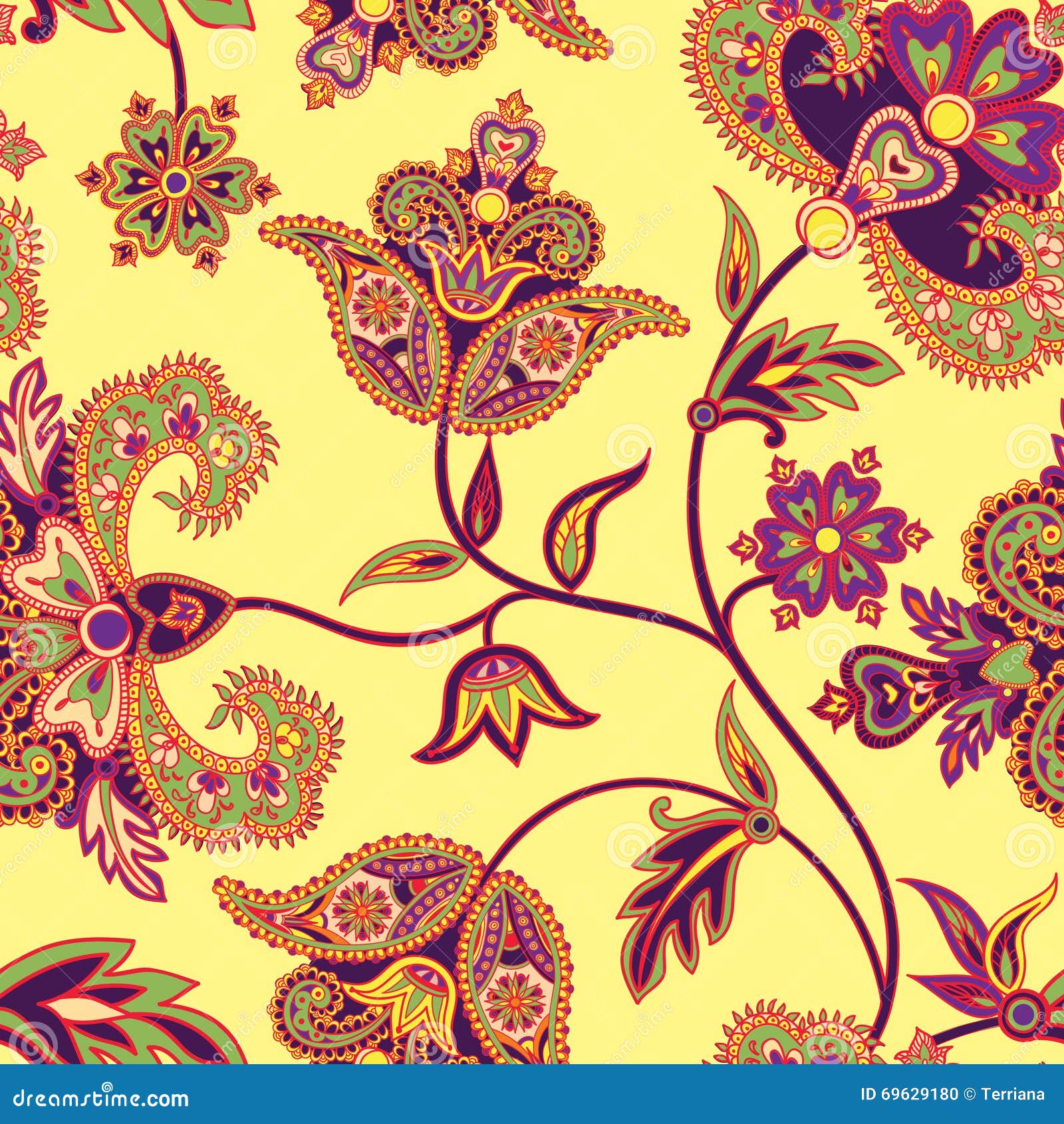 Abstract Floral Seamless Vintage Oriental Background. Stock ...