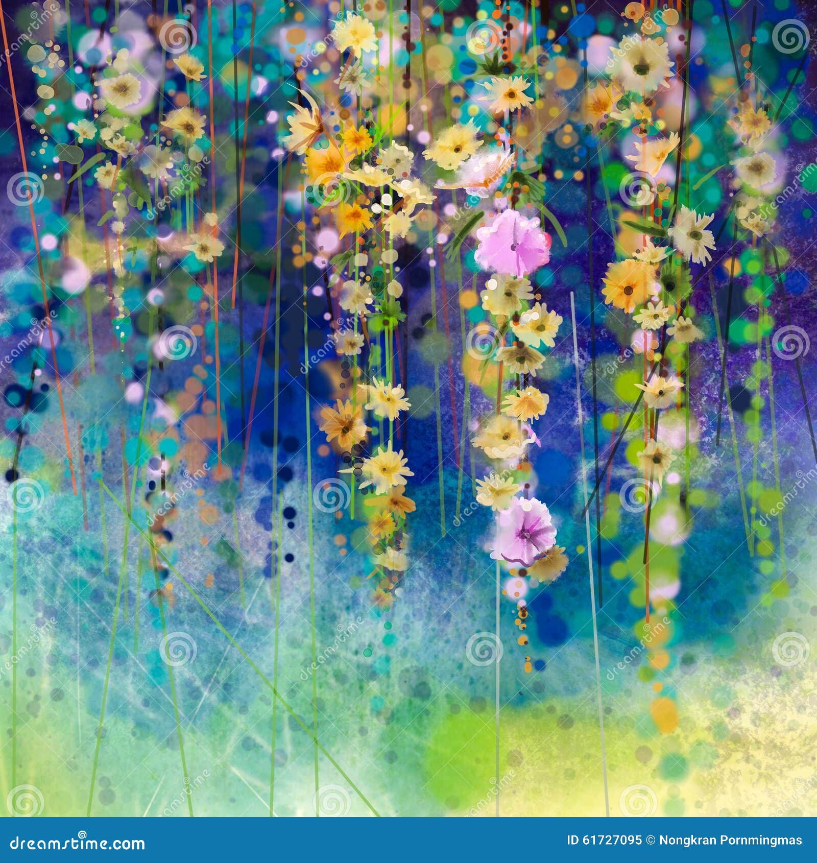 abstract floral watercolor painting. spring flower seasonal nature background