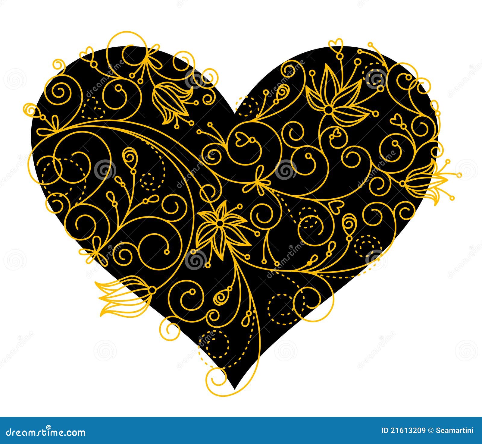 Abstract flower heart stock vector. Illustration of black 21613209