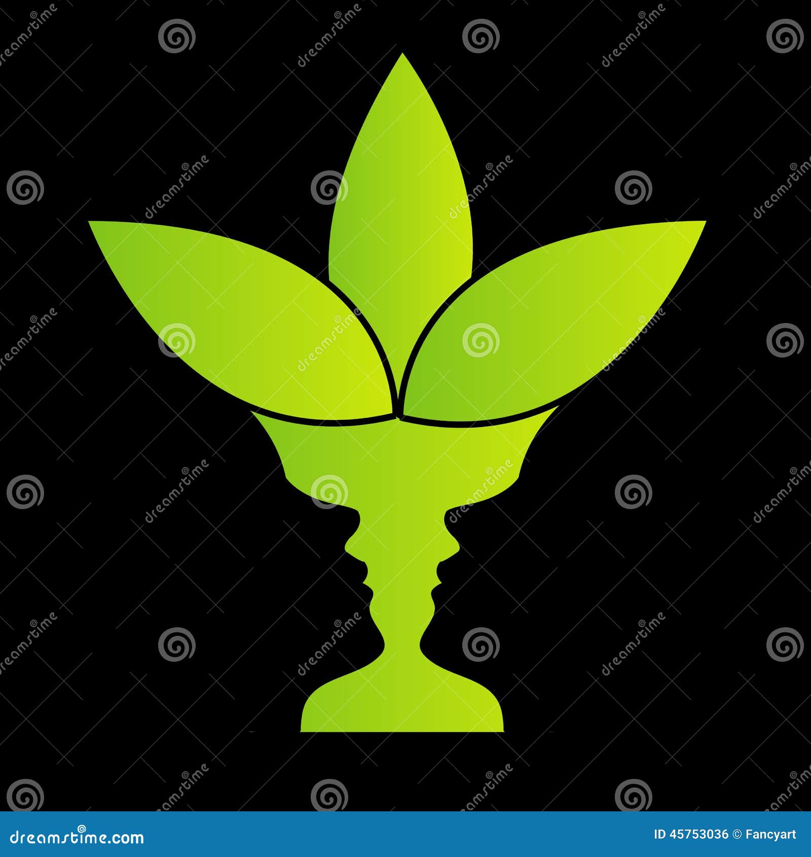 Abstract Flower Vase with Illusion of Faces Like a Vase Stock Vector