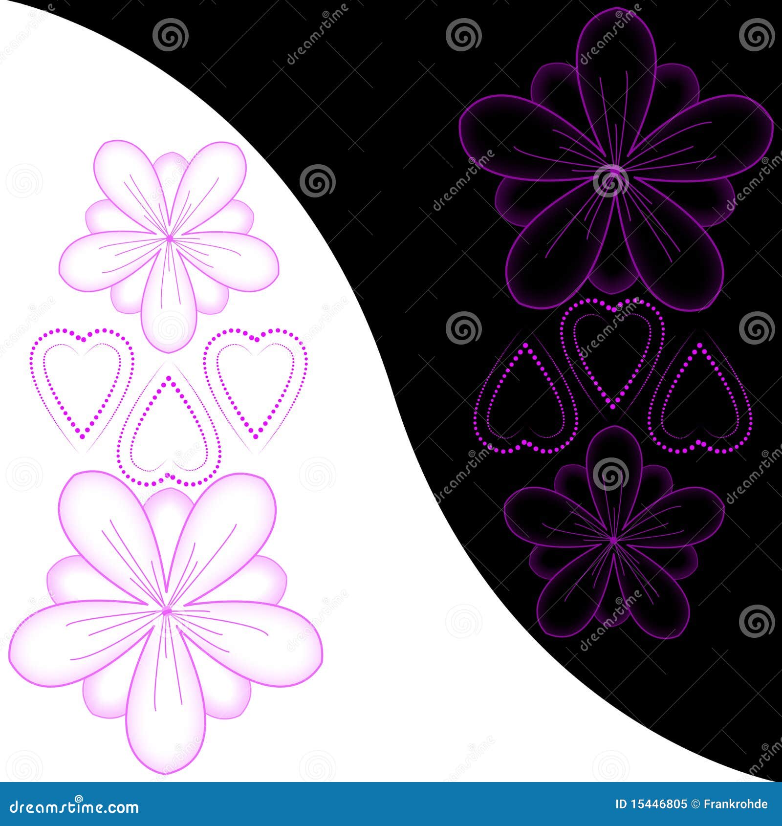 Abstract Flowers and Hearts Stock Illustration Illustration of