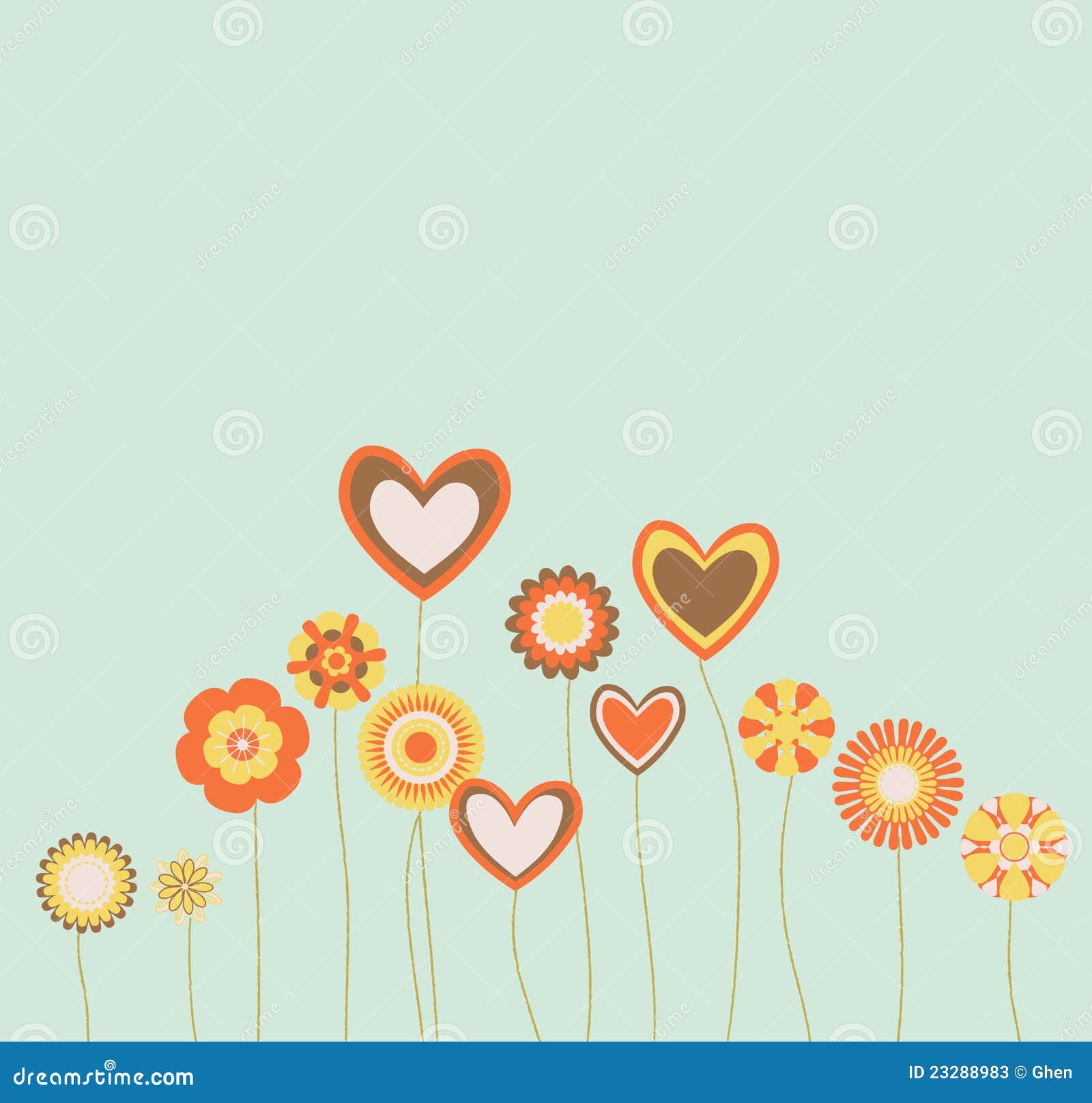 Abstract Flowers and Hearts Stock Vector Illustration of card, love