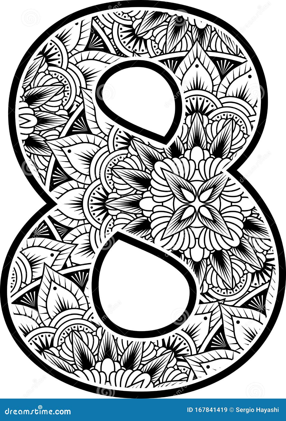 Download Abstract Flowers Mandala Inspiration Number 8 Stock Vector ...