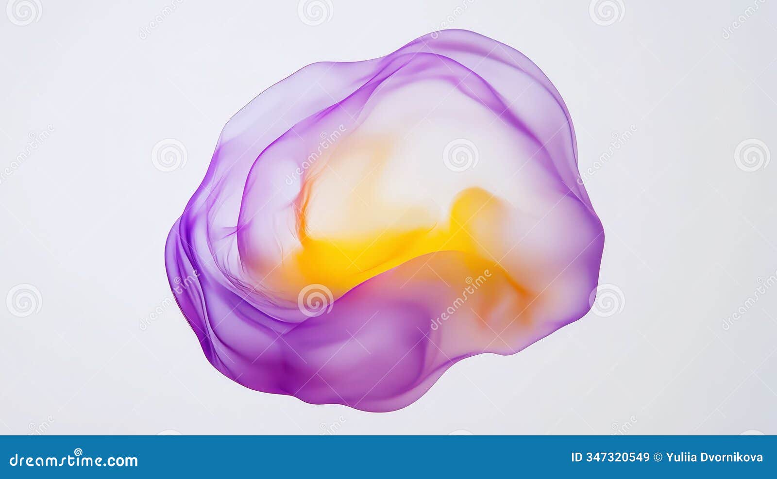 abstract flowing cloud of yellow and purple fabric-like forms, airy geometric . generative ai
