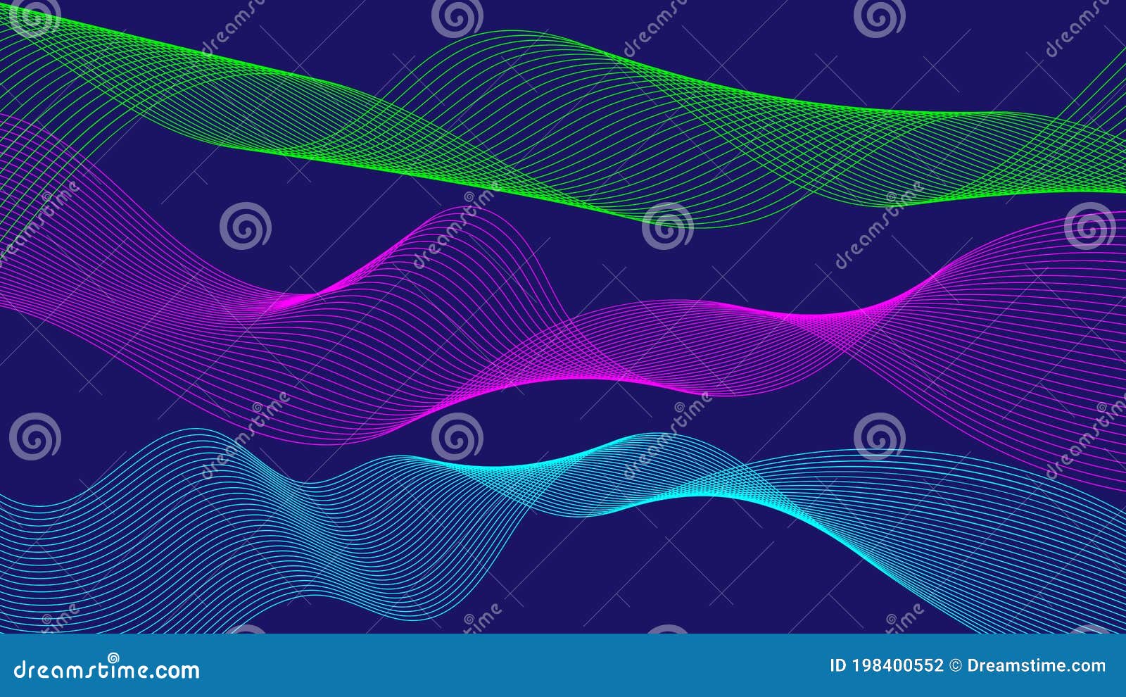 abstract flowing ribbons of different colors. wave of the many colored lines.  s. abstract wavy stripes on dark,