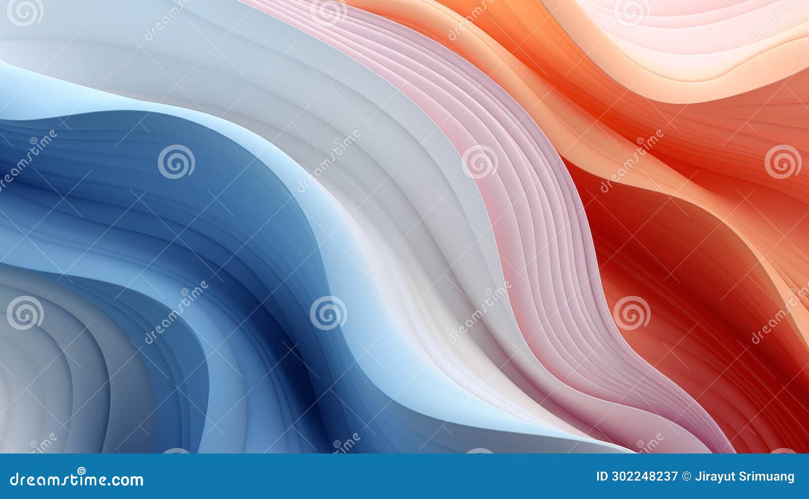 Abstract Fluid 3d Curved Wave in Pastel. Design Element for Banners