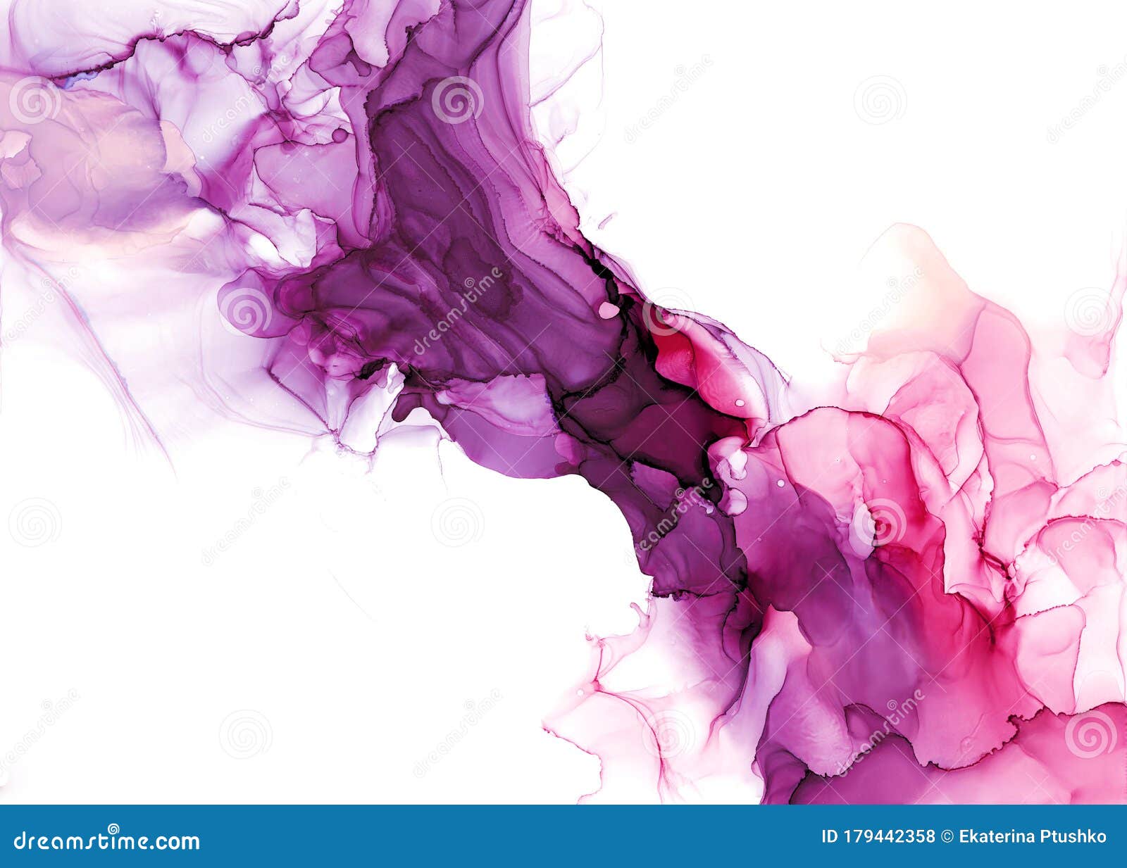 abstract fluid art painting. transparent overlayers of alcohol inks of purple and maroon ombre colors.