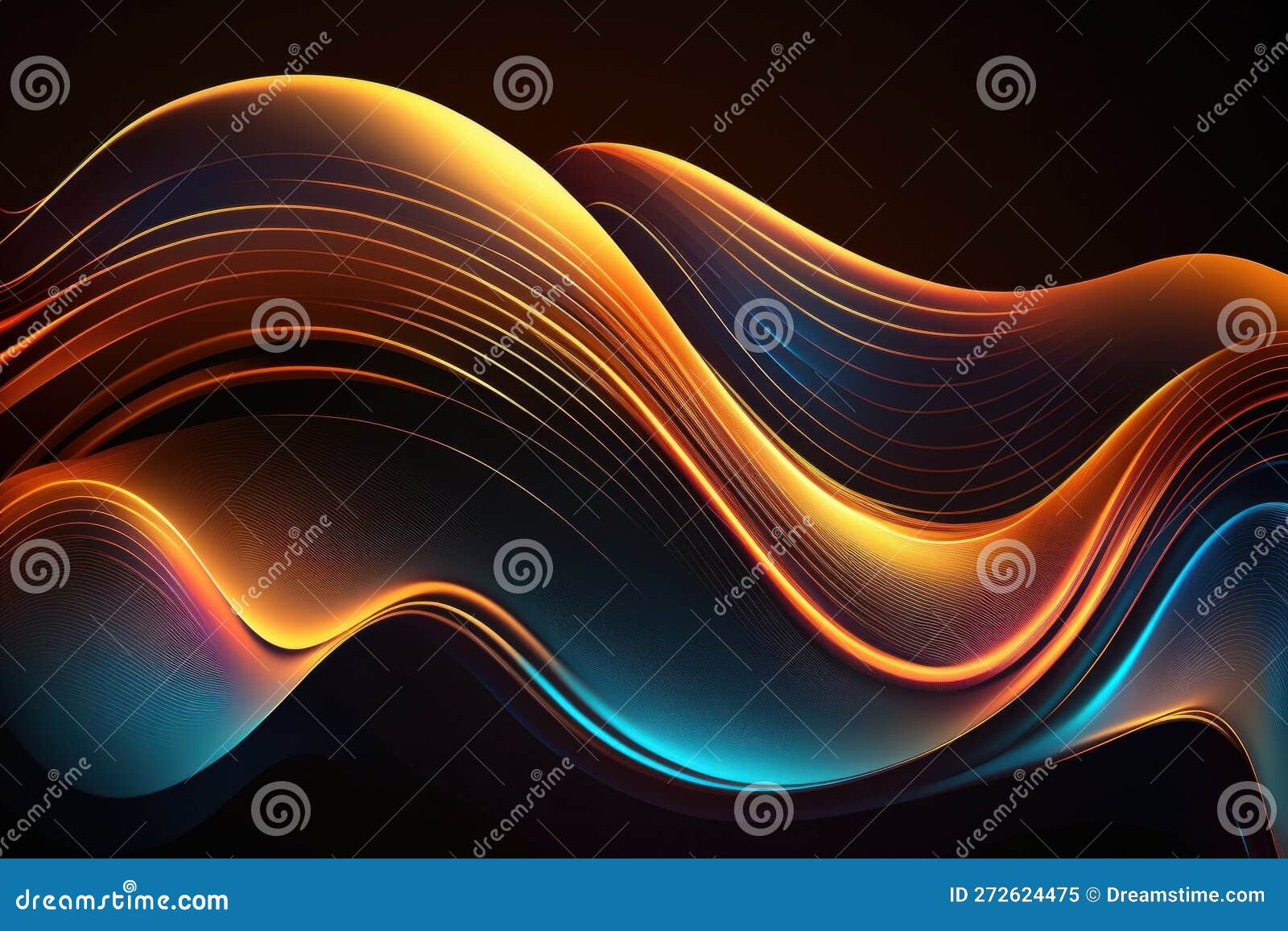 abstract fluid 3d render holographic wave. umber gradient  for banners, backgrounds, wallpapers. generative ai
