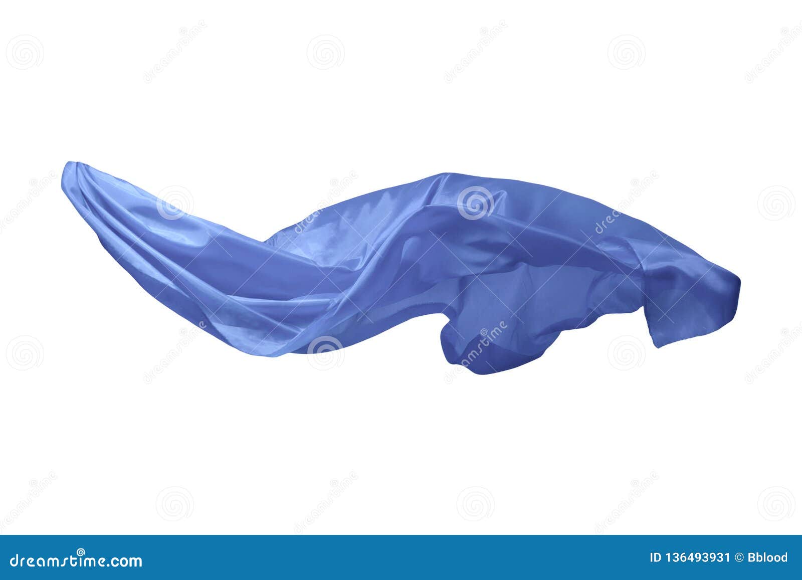 Abstract Blue Flying Fabric Isolated on White Background Stock Image ...