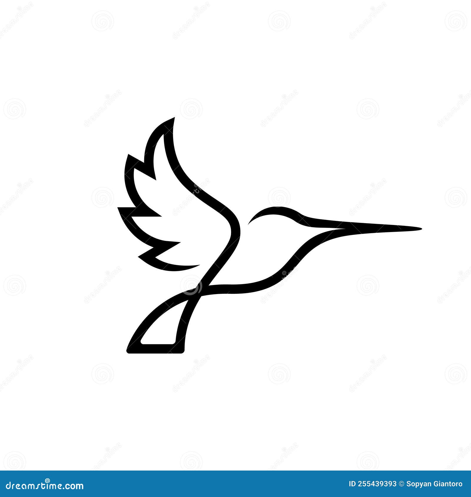 Abstract Flying Hummingbird Logo. Outline Hummingbird Silhouette Stock ...