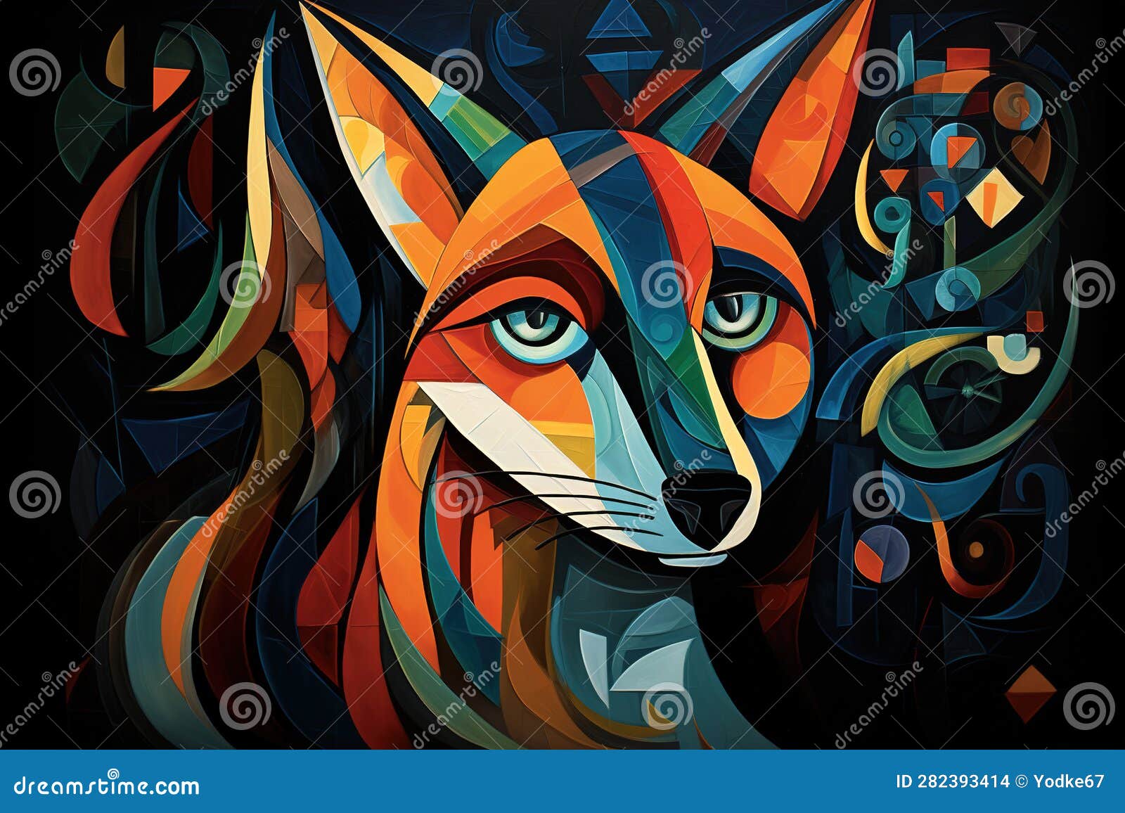 Abstract Fox Painting in the Style of Pablo Picasso. Animals Art Stock ...