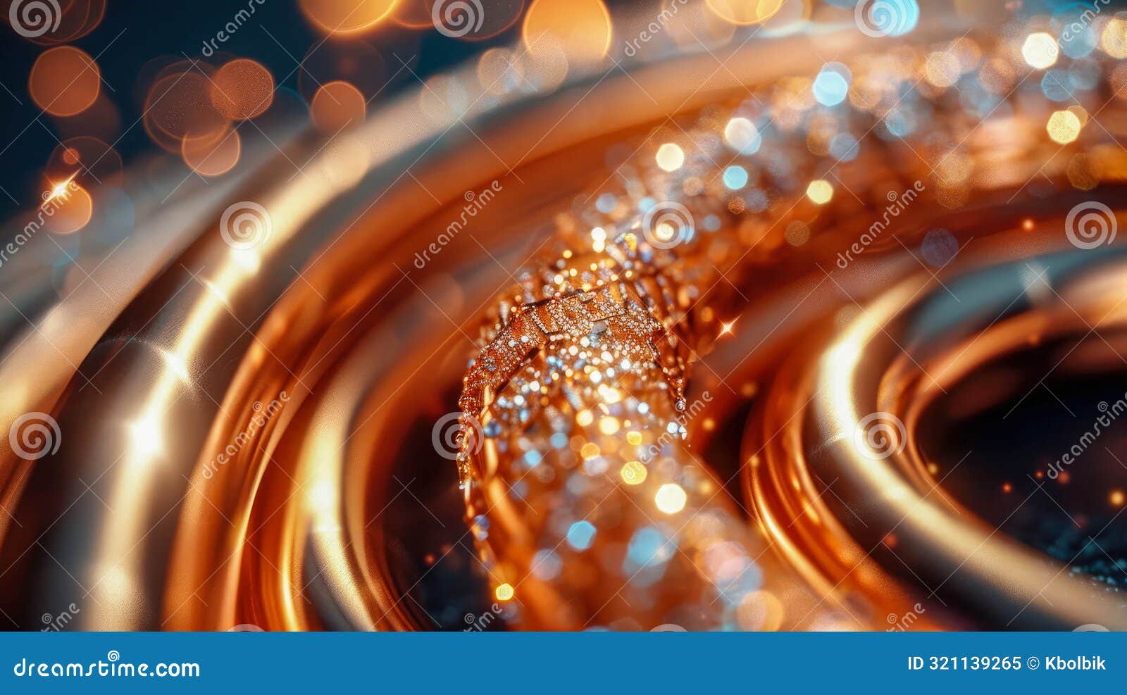 an abstract fractal composition of bronze yellow gold line cables with bokeh lights